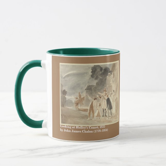 Looking at Halley's Comet(1835) John James Chalon Mug (Left)
