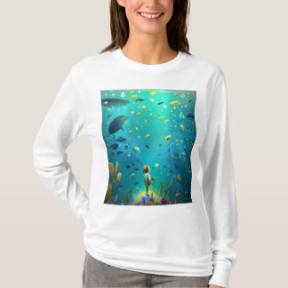 Looking at the bottom of the sea - Sea Fish Design T-Shirt