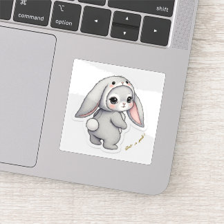 Looking Back Bunny - Adorable Fluffy Rabbit Kawaii