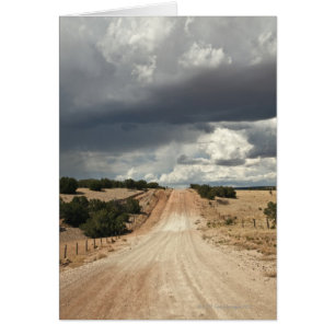 Looking down a dirt country road in NM with