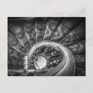 Looking down ornate staircase, Lanarch Castle Postcard