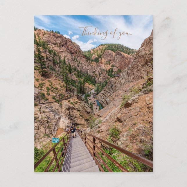 Looking Down Seven Falls Stairs Thinking Of You Postcard (Front)