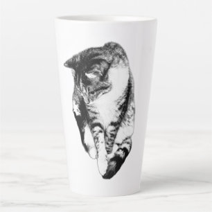 Looking Down Tabby Cat Monochrome Mug