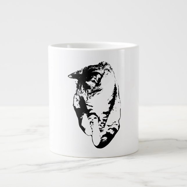  Looking Down Tabby Cat Monochrome Mug (Front)