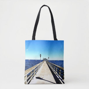 Looking Down The Pier Tote Bag