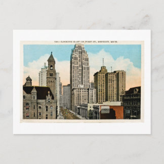Looking East on Fort Street Detroit, Michigan Postcard