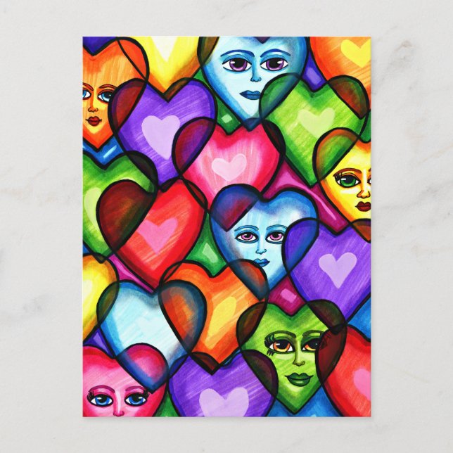 Looking For Love Abstract hearts original art  Postcard (Front)