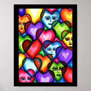 Looking For Love Abstract hearts original art Poster