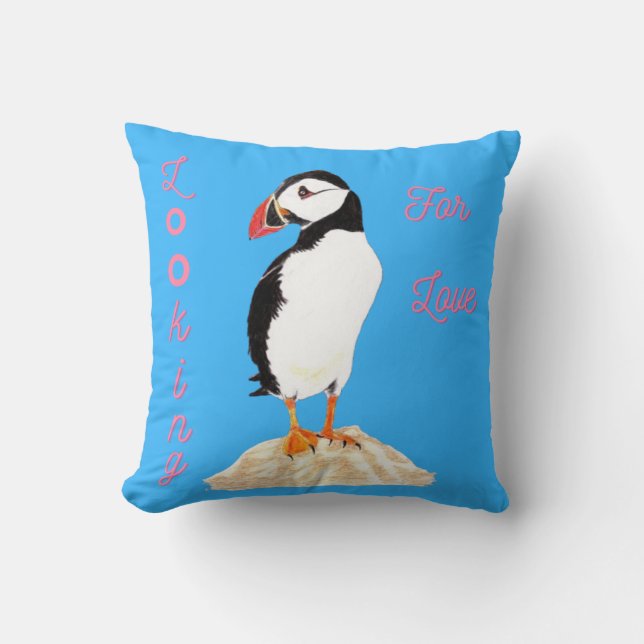 Looking for love Puffin  Cushion (Front)