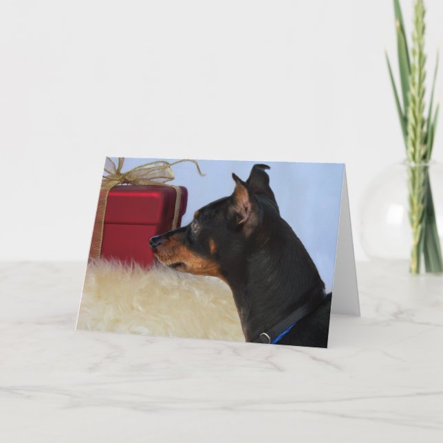 Looking for Santa Min Pin Dog Card (Front)