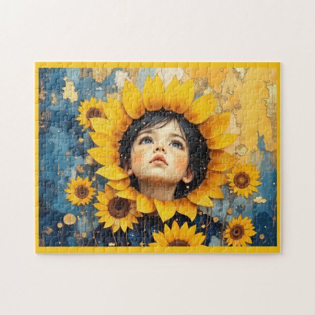 Looking for the Sunshine/ Sunflower child Jigsaw Puzzle (Horizontal)
