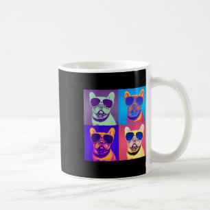 Looking French Bulldog Wearing Sunglasses Pop Art  Coffee Mug