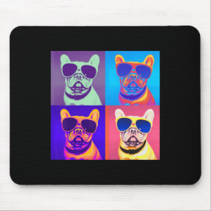 Looking French Bulldog Wearing Sunglasses Pop Art Mouse Pad