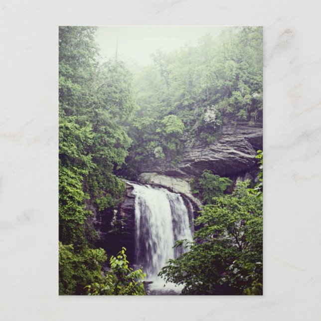 Looking Glass Falls in the Rain Postcard (Front)