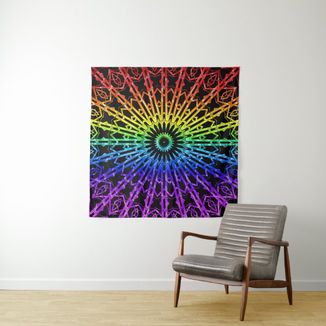 Looking Glass Mandala 2 ( Rainbow 2 ) Tapestry (In Situ)