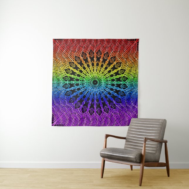 Looking Glass Mandala ( Rainbow 2 ) Tapestry (In Situ)