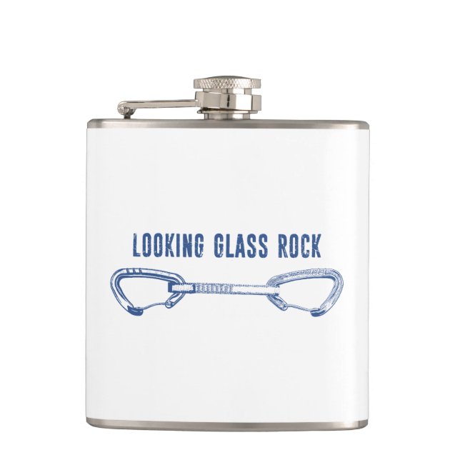 Looking Glass Rock Climbing Quickdraw Hip Flask (Front)