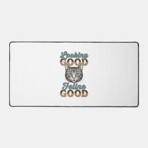 Looking Good Feline Good Vintage Cat Design_1 Desk Mat