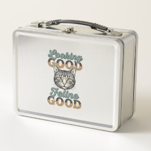 Looking Good Feline Good Vintage Cat Design_1 Metal Lunch Box