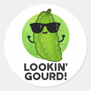 Looking Gourd Funny Cool Veggie Pun  Classic Round Sticker