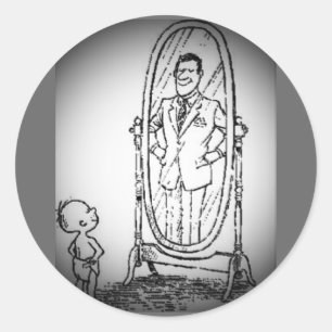 Looking in the Mirror Classic Round Sticker