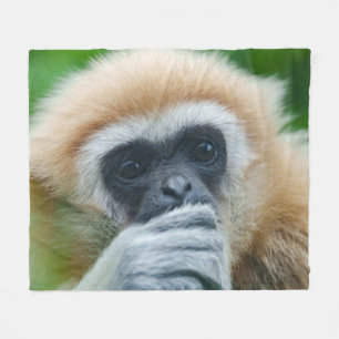 Looking Into The Eyes Of A Lar Gibbon Fleece Blanket