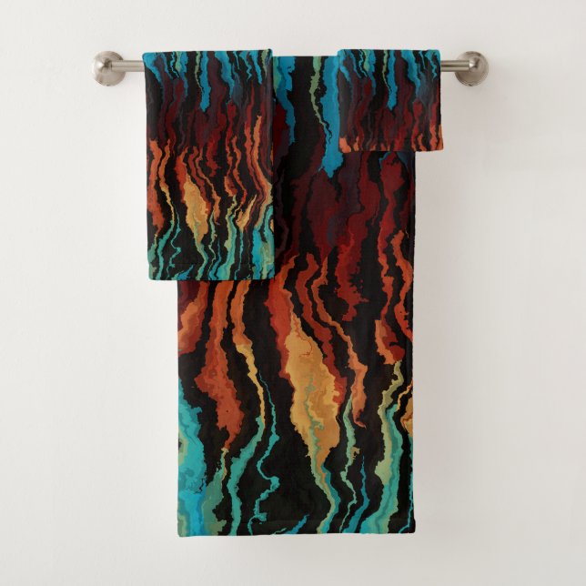 Looking into the Fire abstract Bath Towel Set (Insitu)