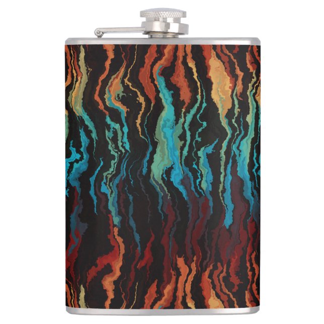 Looking into the Fire abstract Hip Flask (Front)