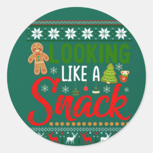 Looking Like A Snack Funny Christmas Cookie Ugly Classic Round Sticker