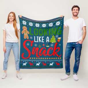 Looking Like A Snack Funny Christmas Cookie Ugly Fleece Blanket