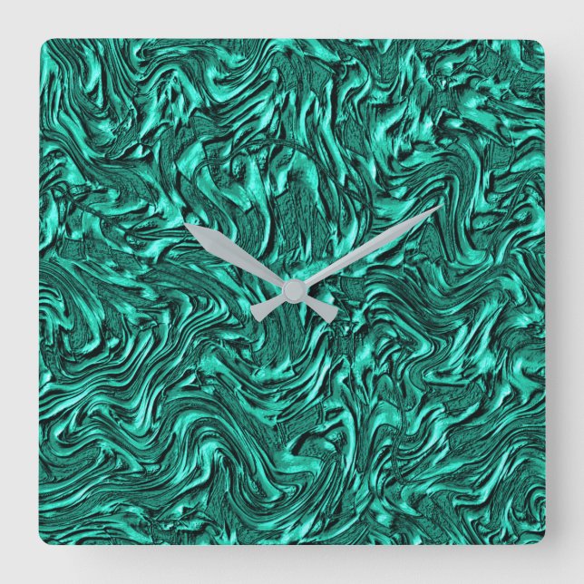 Looking like jade green textured of wall square wall clock (Front)