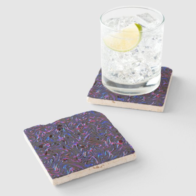 Looking like pink and blue textured of wall stone coaster (Side)