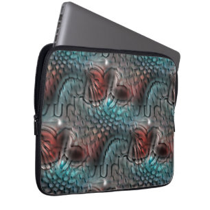 Looking like reptile skin through hammered glass laptop sleeve