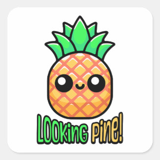 Looking Pine! Cute Pineapple Pun Square Sticker