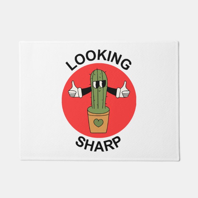 Looking Sharp Cactus Pun Doormat (Front)