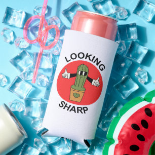 Looking Sharp Cactus Pun Seltzer Can Cooler
