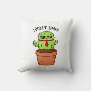 Looking Sharp Funny Cactus Pun  Cushion
