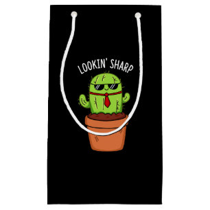Looking Sharp Funny Cactus Pun Dark BG Small Gift Bag
