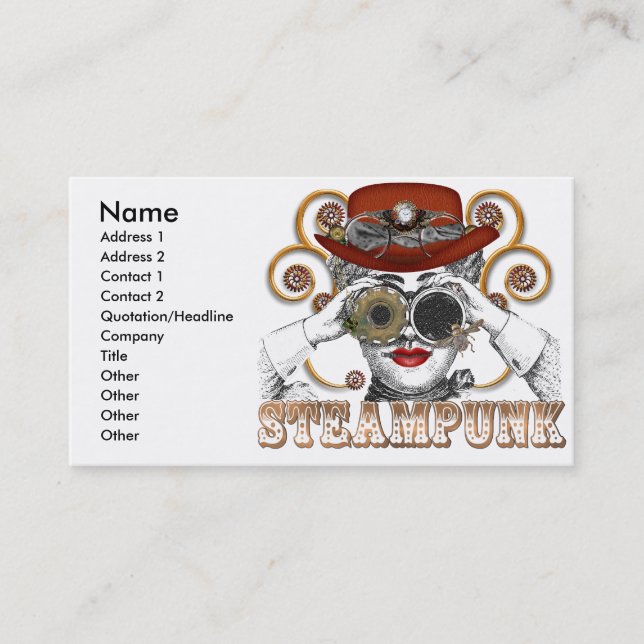 looking steampunked steampunk collage art business card (Front)