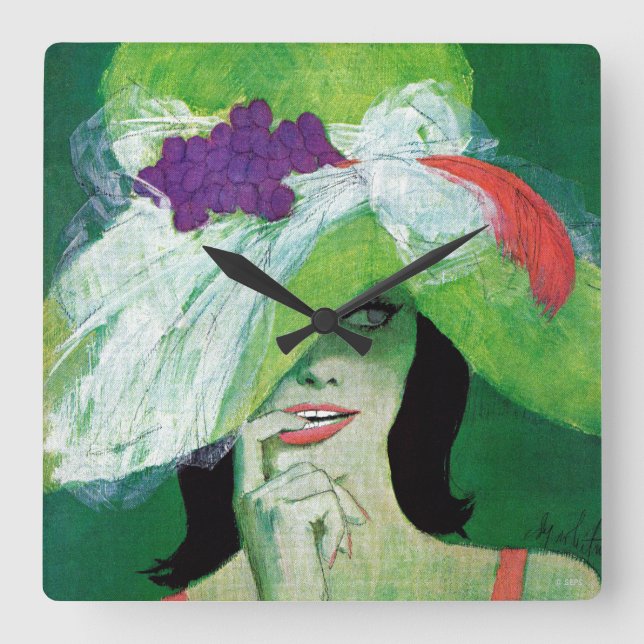 Looking the Other Way Square Wall Clock (Front)