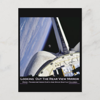 Looking Thru Rear View Mirror From Space Shuttle Postcard