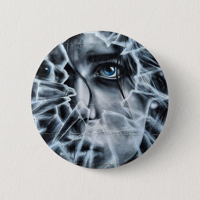 Looking thru the shattered window 6 cm round badge (Front)