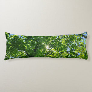 Looking Up at Green Leaves and Blue Sky - Romania Body Cushion