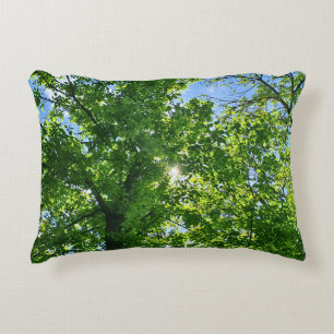 Looking Up at Green Leaves and Blue Sky - Romania Decorative Cushion