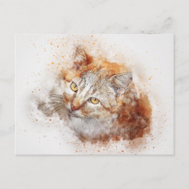 Looking Up Kitty | Abstract | Watercolor Postcard (Front)