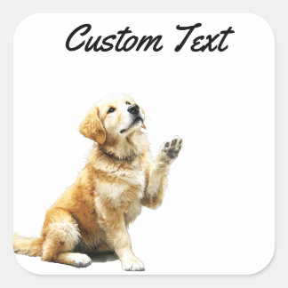 Looking Up Puppy-4 | Personalized Custom Text Square Sticker