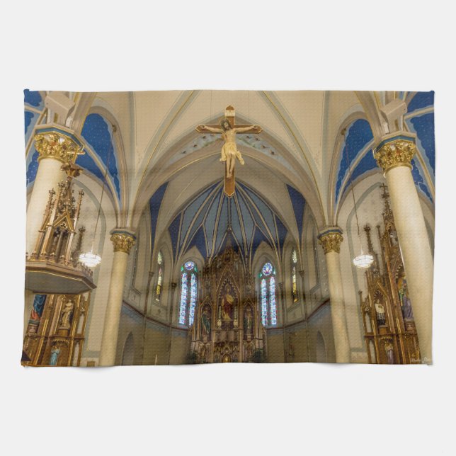 Looking Up St Peter Altar Tea Towel (Horizontal)