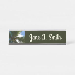 Looking Up to Coconut Palm Tree Tropical Nature Desk Name Plate