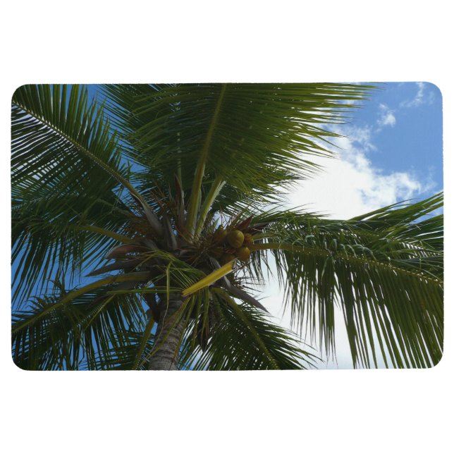 Looking Up to Coconut Palm Tree Tropical Nature Floor Mat (Front)