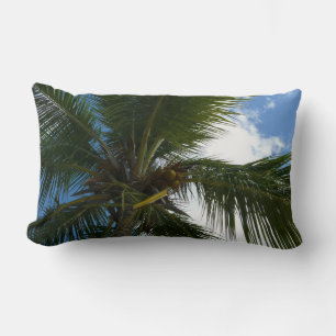 Looking Up to Coconut Palm Tree Tropical Nature Lumbar Cushion